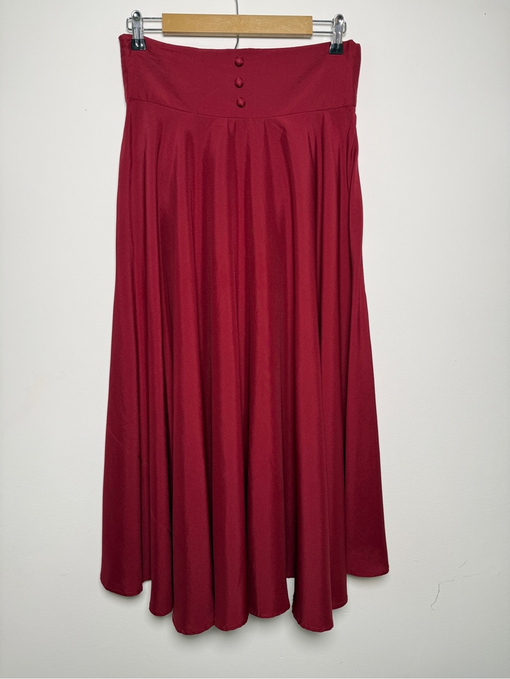 SHEIN Burgundy High-Waist Flowing Maxi Skirt